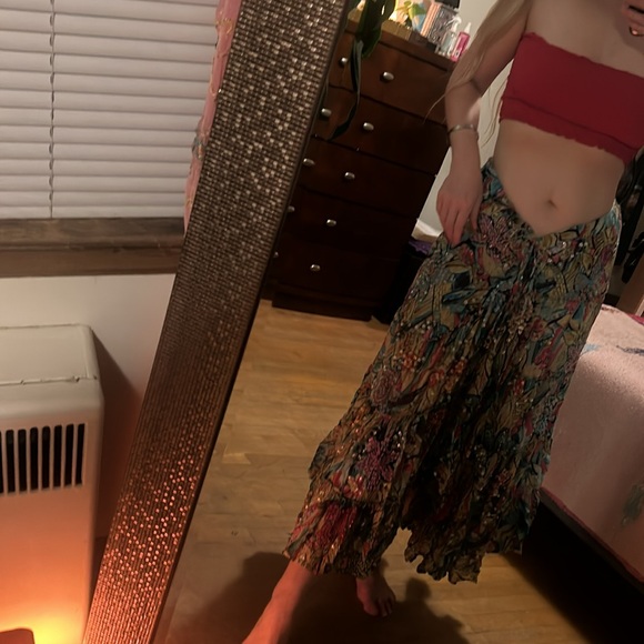 100% COTTON Vintage sequin beaded Romantic bohemian skirt - Picture 7 of 17